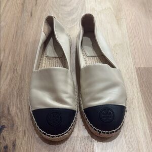 Tory Burch Black and Cream Espadrilles